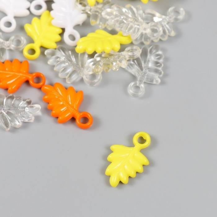 Декор для творчества Декор для творчества "Листья. Жёлтый, оранж, белый и прозрачный" н-р 20 гр 2,2х1,4х0,4 см