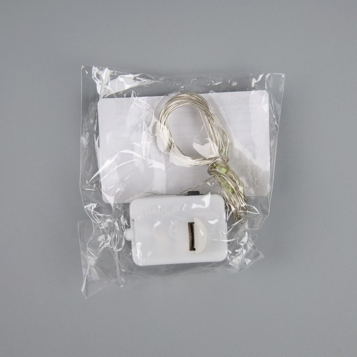 Гирлянда «Нить» 2 м роса. IP20, нить серебристая, 20 LED, 4.6 В, AG13x3 (в комплекте), 3 режима, свечение зелёное Гирлянда «Нить» 2 м роса. IP20, нить серебристая, 20 LED, 4.6 В, AG13x3 (в комплекте), 3 режима, свечение зелёное