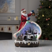 Светодиодная фигура &laquo;Дед Мороз и паровоз&raquo; 23 &times; 32 &times; 16 см, полистоун, батарейки ААх3 (не в комплекте), USB, свечение мульти (RGB)