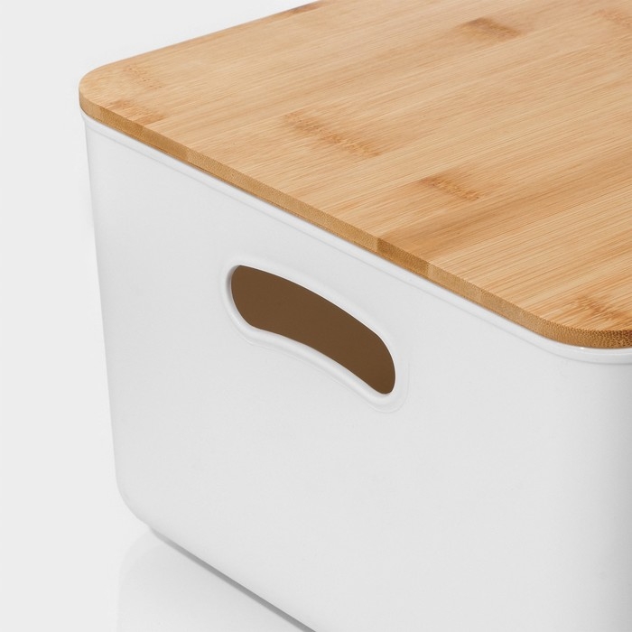 Контейнер для хранения с крышкой и ручками LaDо́m &laquo;Натурэль&raquo;, 36&times;25&times;16,5 см, цвет белый