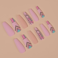 Накладные ногти &laquo;Узор&raquo;, 12 шт, с клеевыми пластинами, форма балерина, разноцветные