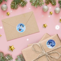 Новый год. Наклейки в рулоне "Пингвины", 500 шт, 3,8 х 3,8 см Новый год. Наклейки в рулоне "Пингвины", 500 шт, 3,8 х 3,8 см