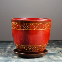 Горшок цветочный Сувенир 5л с поддоном, МИКС