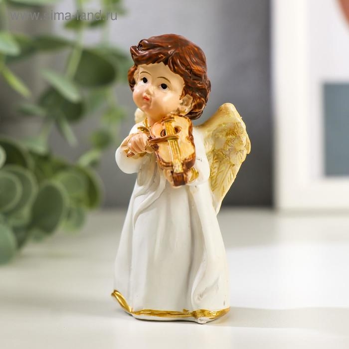Сувенир полистоун "Ангелочек в платье, с скрипкой/мандолиной" МИКС 8х3,8х3,6 см