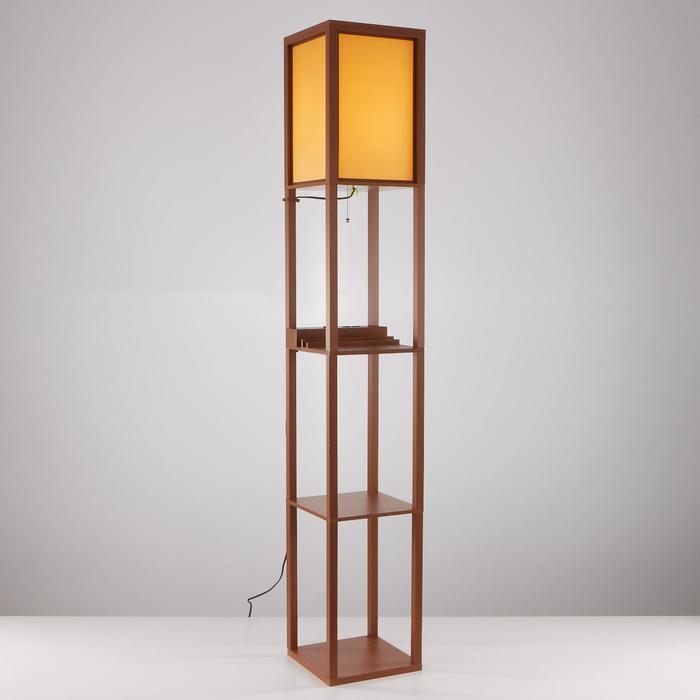 Торшер "Практик" Е27 40Вт 2хUSB коричневый 26х26х159 см