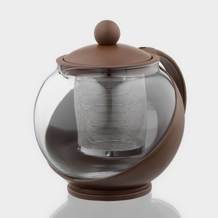 Чайник стеклянный заварочный &laquo;Забота&raquo; матовый, 700 мл, с металлическим ситом, цвета МИКС