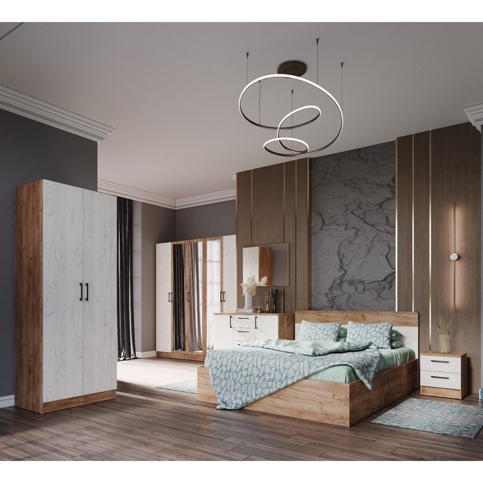 Корпус кровати,1636х2032х900, Дуб крафт табачный/дуб крафт белый (Спальня Вегас)