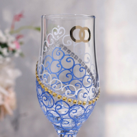 Набор свадебных бокалов "Кольца", бело-голубой Набор свадебных бокалов "Кольца", бело-голубой