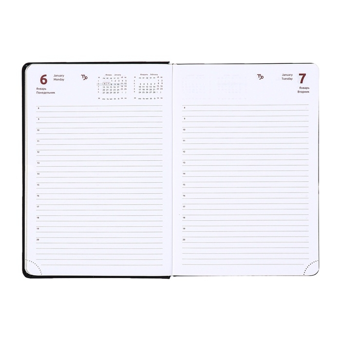 Ежедневник датированный 2025 года, deVENTE. Flag, A5 168 листов, deVENTE. Duo, твердая обложка кожзам с поролоном, шелкография, перфорация, ляссе, блок 70 г/м2
