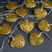 Гирлянда &laquo;Нить&raquo; 4 м с насадками &laquo;Сердце&raquo;, IP20, прозрачная нить, 20 LED, свечение тёплое белое, 8 режимов, 220 В