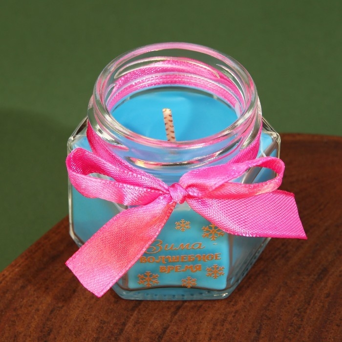 Новогодняя свеча в банке «Зима - волшебное время», аромат еловые ветки, 5,5 х 5 х 5,5 см. Новогодняя свеча в банке «Зима - волшебное время», аромат еловые ветки, 5,5 х 5 х 5,5 см.