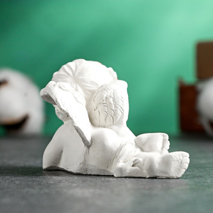 Фигура "Ангелочек лежит на ручках" перламутр, 8х4х4см