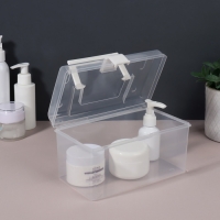 Органайзер для хранения, с крышкой, с ручкой, 19,5 &times; 12 &times; 11 см цвет прозрачный/белый