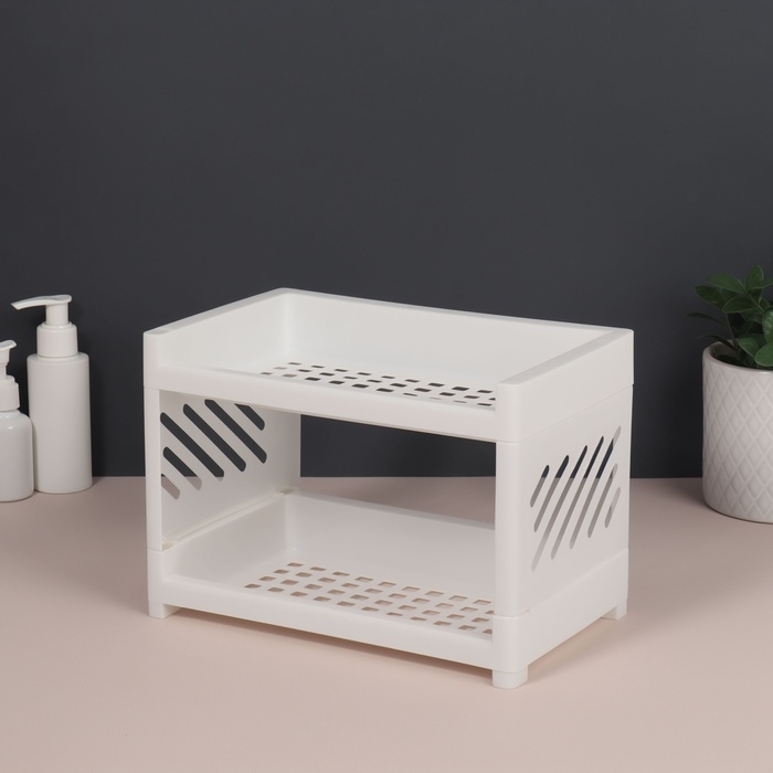 Органайзер для хранения, 2 секции, 24,2 &times; 15 &times; 16,7 см, цвет белый