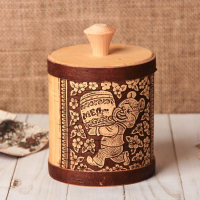 Туес  &laquo;Мишка с пчелкой&raquo;, 11&times;11&times;12 см, береста