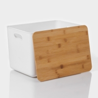 Контейнер для хранения с крышкой и ручками LaDо́m &laquo;Натурэль&raquo;, 36&times;25&times;24,5 см, цвет белый