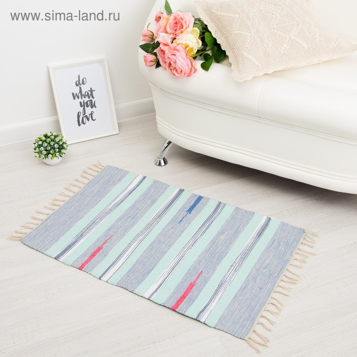 Ковер &laquo;СТРАЙП&raquo;, вид1, размер 50х80 см (&plusmn; 3 см), хлопок, цвет МИКС
