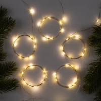 Набор гирлянд «Нить» 1 м роса, IP20, серебристая нить, 10 LED, свечение тёплое белое, 3 режима, батарейки AG13х3 (в комплекте), 5 шт. Набор гирлянд «Нить» 1 м роса, IP20, серебристая нить, 10 LED, свечение тёплое белое, 3 режима, батарейки AG13х3 (в комплекте), 5 шт.