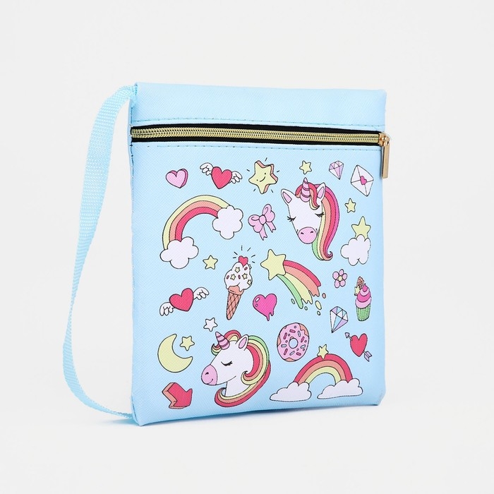 Сумка детская для девочки на молнии, цвет голубой Сумка детская для девочки на молнии, цвет голубой