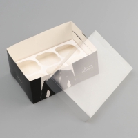 Коробка для 6 капкейков с прозрачной крышкой, "Мужской дляарок", 23 × 16 × 10 см, кондитерская упаковка Коробка для 6 капкейков с прозрачной крышкой, "Мужской дляарок", 23 × 16 × 10 см, кондитерская упаковка