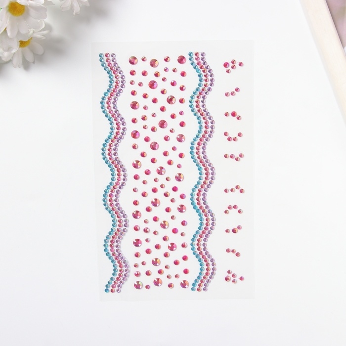 Наклейка пластик стразы "Река" золотая 22,5х11,5 см