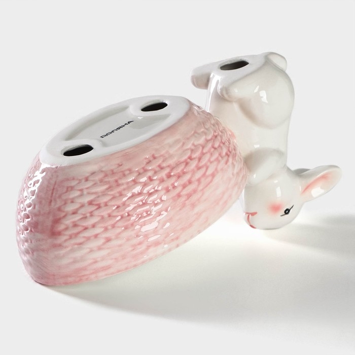 Конфетница Доляна &laquo;Зайка&raquo;, 240 мл, 21,5&times;12,5&times;11,5 см, цвет розовый