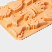 Форма для шоколада Доляна &laquo;Чемпион&raquo;, сиилкон, 12 ячеек, 24&times;16&times;2 см, цвет оранжевый