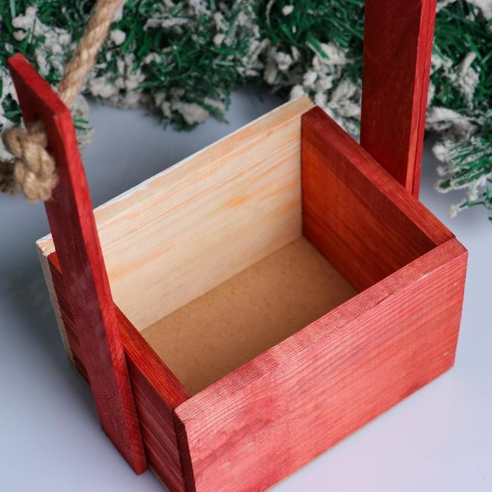 Кашпо деревянное, 15&times;12&times;8.5(25) см "Пауль и Любовь. Новогоднее, Деды Морозы", с принтом