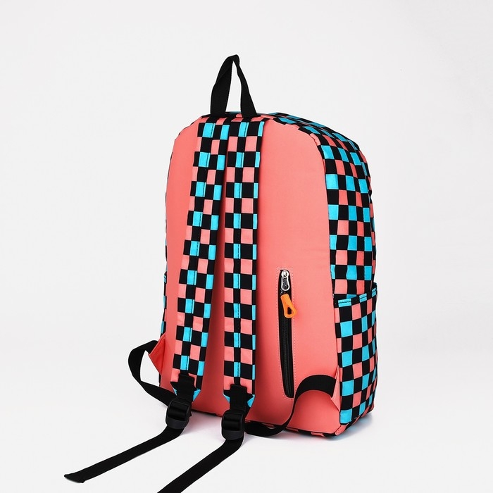 Рюкзак школьный из текстиля, 3 кармана, цвет белый/розовый