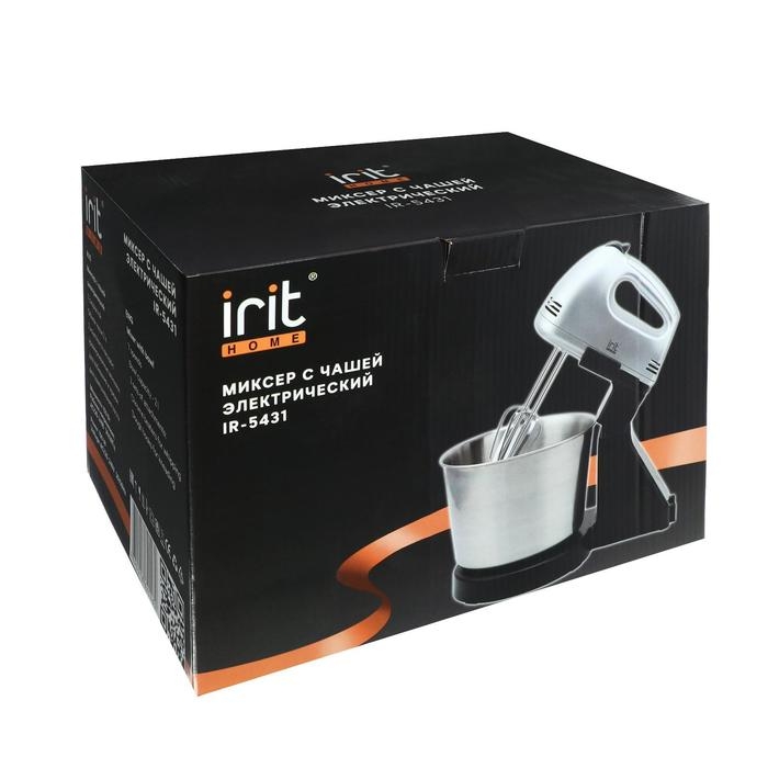 Миксер Irit IR-5431, стационарный, 250 Вт, 2 л, 7 скоростей, 4 насадки, серебристый Миксер Irit IR-5431, стационарный, 250 Вт, 2 л, 7 скоростей, 4 насадки, серебристый