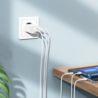 Сетевое зарядное устройство Hoco C103A, 2 USB, 2.1 А, встроенный кабель Lightning, 1 м,белое Сетевое зарядное устройство Hoco C103A, 2 USB, 2.1 А, встроенный кабель Lightning, 1 м,белое