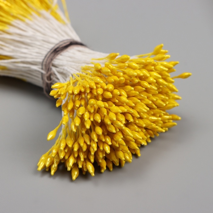 Тычинки для искусственных цветов глянец Тычинки для искусственных цветов глянец "Рисинки" светло-жёлтые набор 360 шт длина 6 см