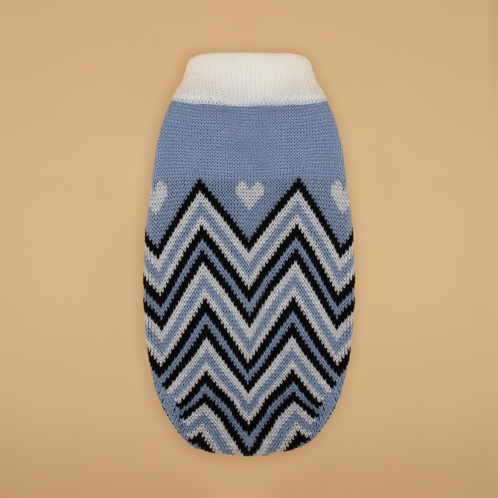 Свитер "Волна",  2XL (ДС 34, ОШ 34, ОГ 32-51 см), голубой