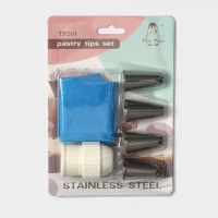 Набор кондитерский, 7 предметов: 2 мешка, 4 насадки d=2,5 см, адаптер Набор кондитерский, 7 предметов: 2 мешка, 4 насадки d=2,5 см, адаптер