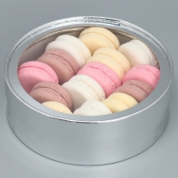 Коробка для макарун, кондитерская упаковка тубус с окном, &laquo;Серебро&raquo; 20 х 20 х 5 см