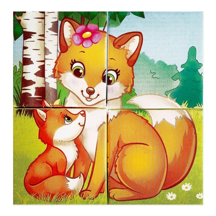 Кубики картонные &laquo;Мамы и дети&raquo;, 4 шт