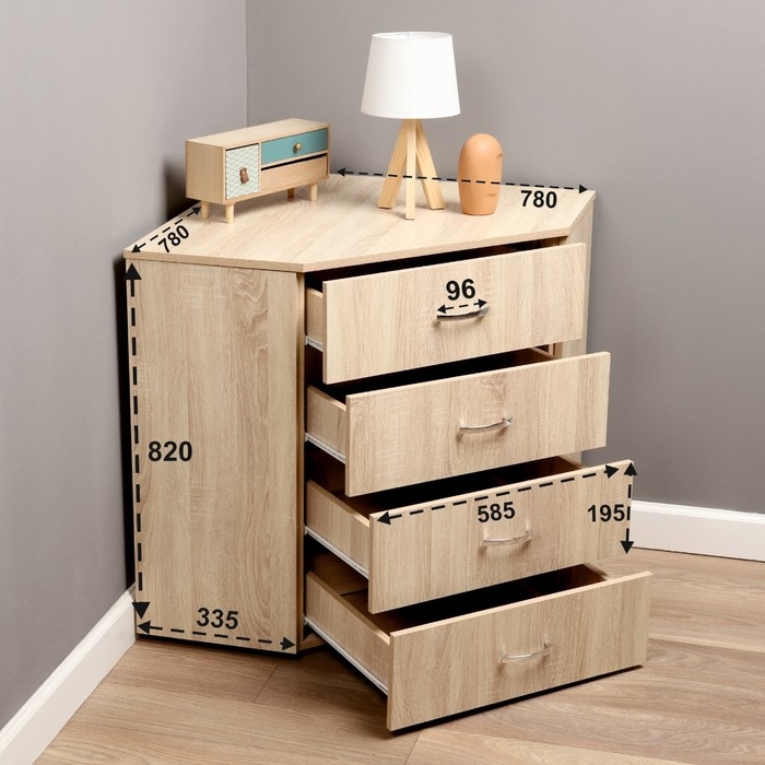 Комод угловой, 780х780х820, сонома