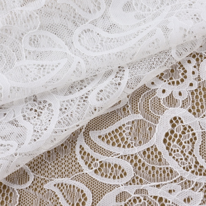 Кружевная эластичная ткань, 230 мм &times; 23 &plusmn; 1 м, цвет белый