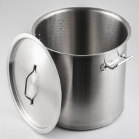 Кастрюля из нержавеющей стали Hanna Kn&ouml;vell HoReCa, 25 л, толщина 0,8 мм, 201 сталь, дно 3 мм, металлическая крышка, с теплораспределительным слоем, индукция