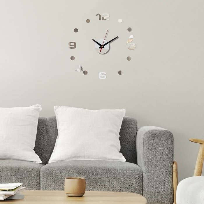 Часы настенные интерьерные, 3d "Птичка", бесшумные, наклейка, большие, d-40 см