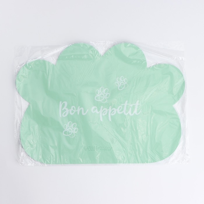 Коврик под миску форменный &laquo;Лапка&raquo;, 39 х 30 см, мятный