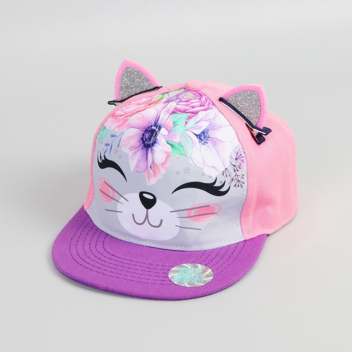 Кепка детская для девочки &laquo;Киса&raquo;, МИКС, р-р. 52