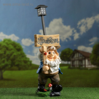 Садовый фонарь "Гном "Привет" с фонарем" 57см Садовый фонарь "Гном "Привет" с фонарем" 57см