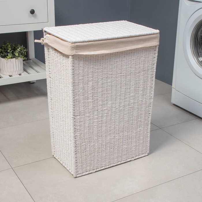 Корзина для белья LaDо́m &laquo;Классика&raquo;, прямоугольная, 37&times;22&times;55 см, белая