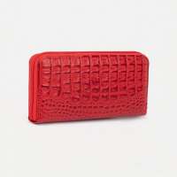 Кошелёк женский на молнии, с ручкой, цвет красный