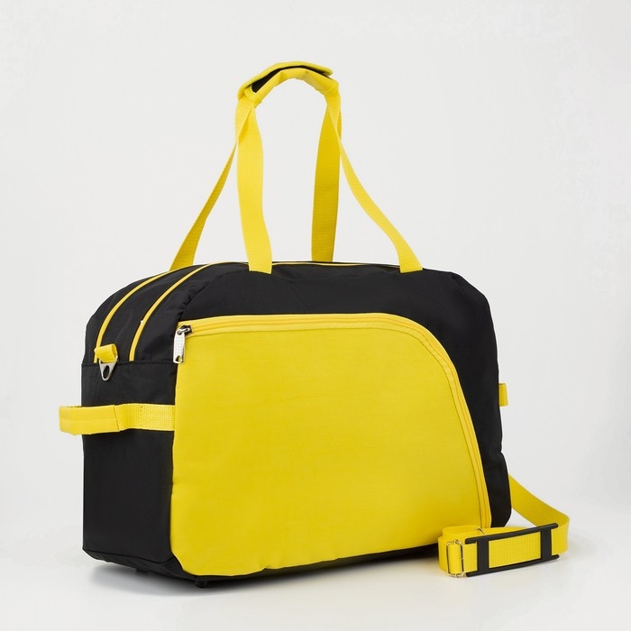 Сумка спортивная на молнии, без подкладки, 2 наружных кармана, средний размер, цвет чёрный/жёлтый Сумка спортивная на молнии, без подкладки, 2 наружных кармана, средний размер, цвет чёрный/жёлтый