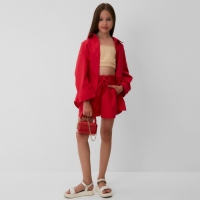 Костюм для девочки (рубашка и шорты) MINAKU, цвет красный, рост 134-140 см