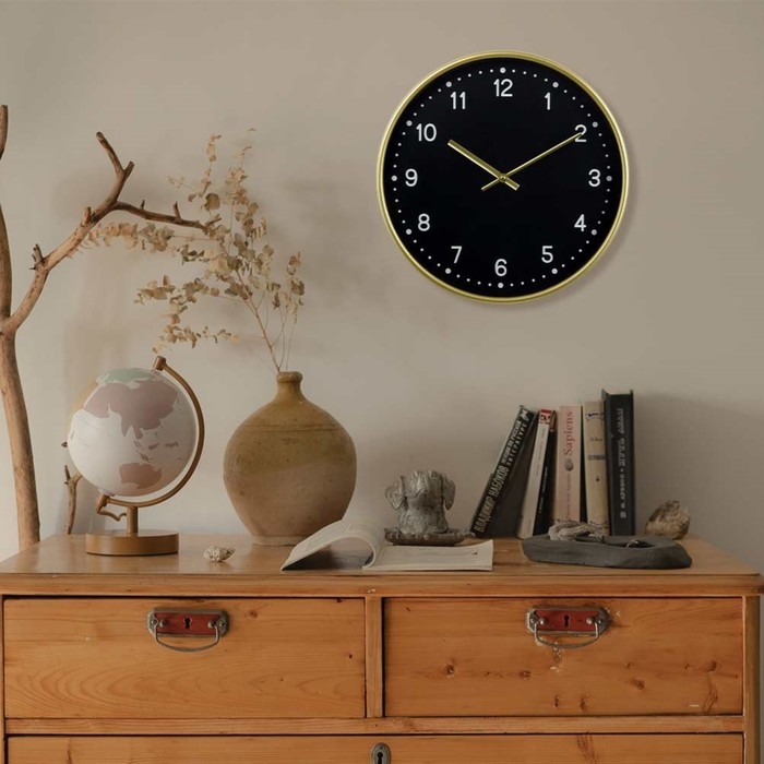 Часы настенные, серия: Классика, плавный ход, d-30.5 см, золото