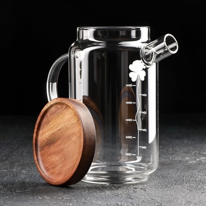 Кувшин для воды стеклянный с крышкой «Эко. Флора», 650 мл, 9×16 см Кувшин для воды стеклянный с крышкой «Эко. Флора», 650 мл, 9×16 см