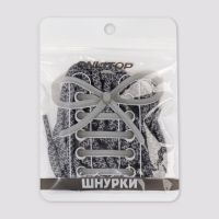 Шнурки для обуви, пара, круглые, со светоотражающим узором, d = 6 мм, 110 см, цвет серый/чёрный Шнурки для обуви, пара, круглые, со светоотражающим узором, d = 6 мм, 110 см, цвет серый/чёрный